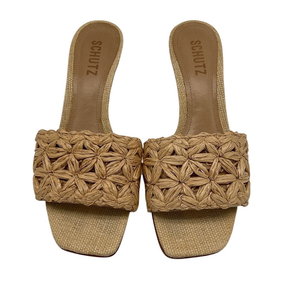 Schutz Woven Perla Dethalia Heeled Sandals Size 6.5 - Picture 3 of 5